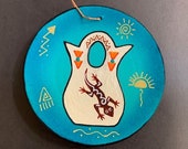 Hand-Painted Ceramic Mini Decorative Plate Ornament with Southwest Wedding Vase Design