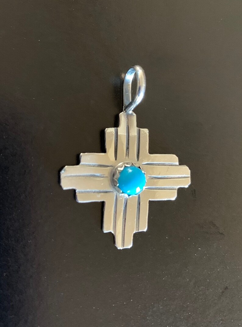 Navajocrafted Zia Sun Symbol Pendant in Sterling Silver With Etsy