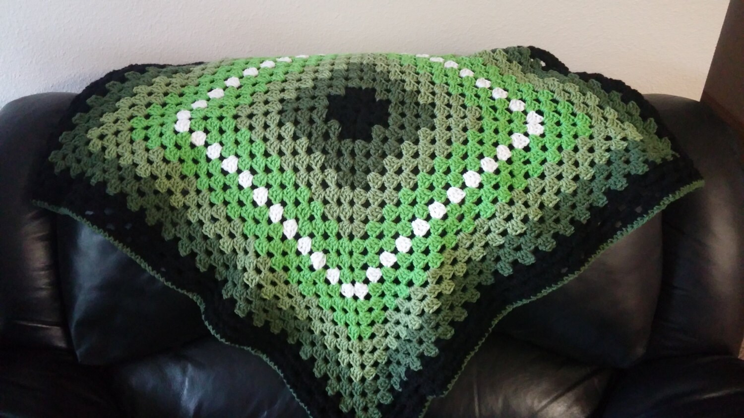 Green and Black Handmade Crochet Baby Blanket Etsy