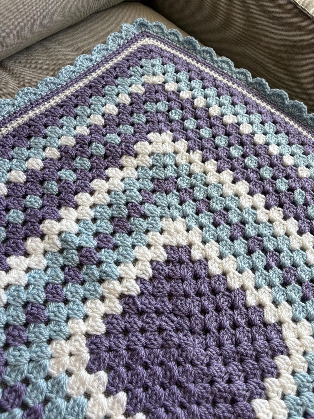 Light Purple, Blue and White Crochet Baby Blanket - Etsy