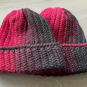 Ribbed Black and Red Beanie