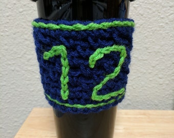 12th man Blue and Bright Green travel mug sleeve