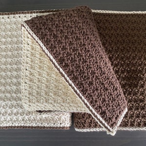 Cream and Brown Large Crochet Hot Pad