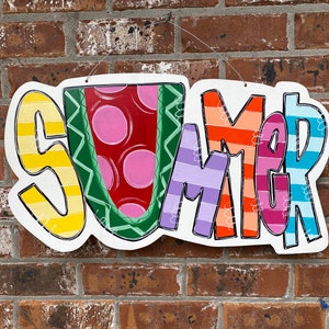 Summer door hanger-watermelon-hand painted-wood cut out