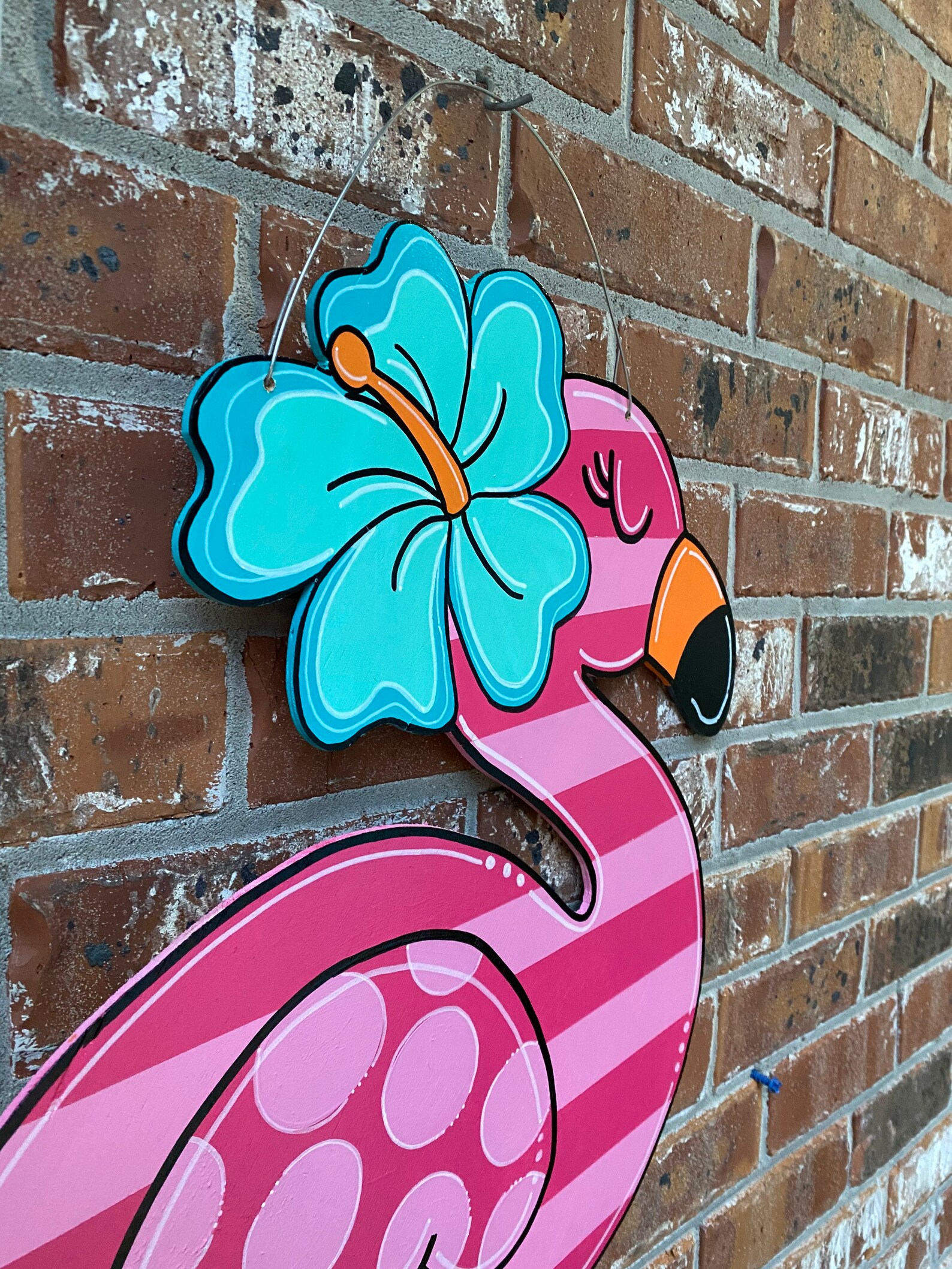 Flamingo Door Hanger Summer Door Hanger Hand Painted Wooden Etsy