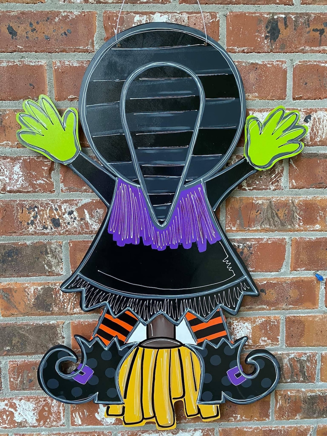 Witch Door Hanger, Witch Slams Into Door, Halloween Decor, Witch Hat