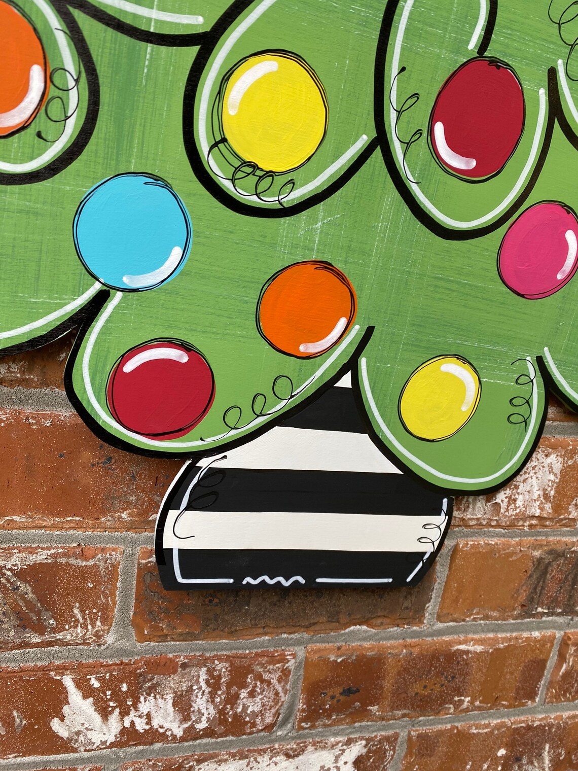 Christmas Tree Door Hanger Wood Cut Out Hand Painted Etsy