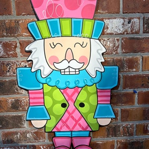 Nutcracker door hanger, Christmas door hanger, wood cut out, hand painted, nutcracker decor