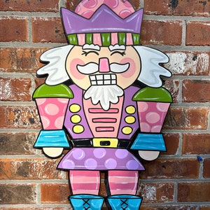 Nutcracker door hanger, Christmas door hanger, wood cut out, hand painted, nutcracker decor