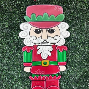 Nutcracker door hanger, Christmas door hanger, wood cut out, hand painted, nutcracker decor