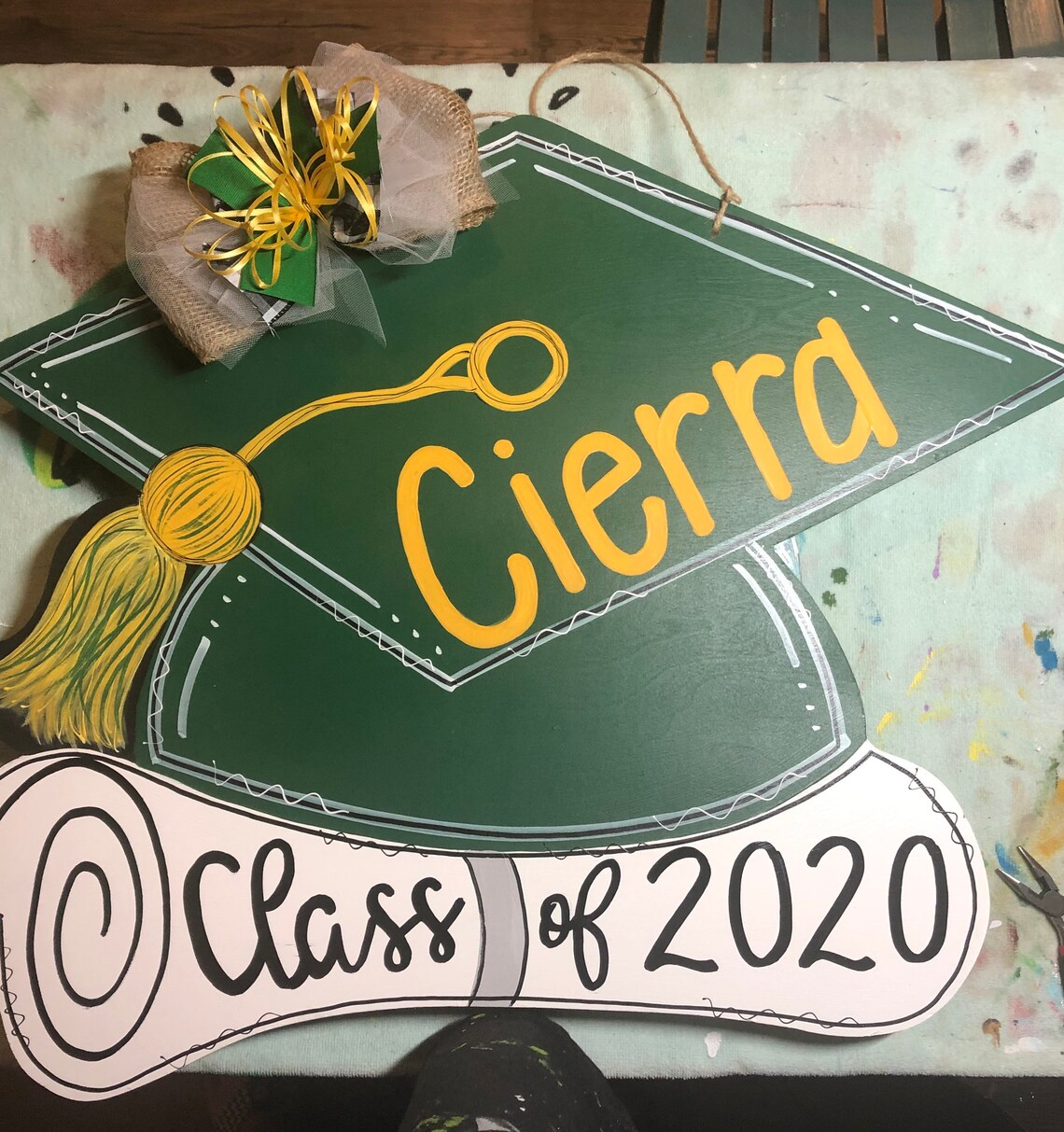 Graduation Door Hanger, Wood Cut Out, Hand Painted, Graduate, Cap ...