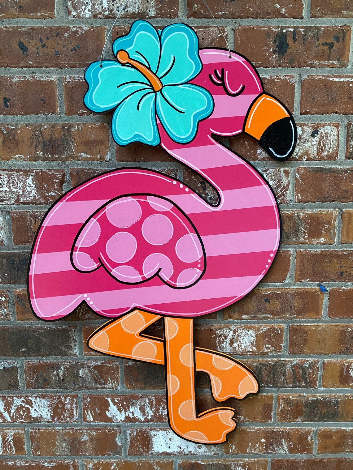 Flamingo Door Hanger Summer Door Hanger Hand Painted Wooden Etsy