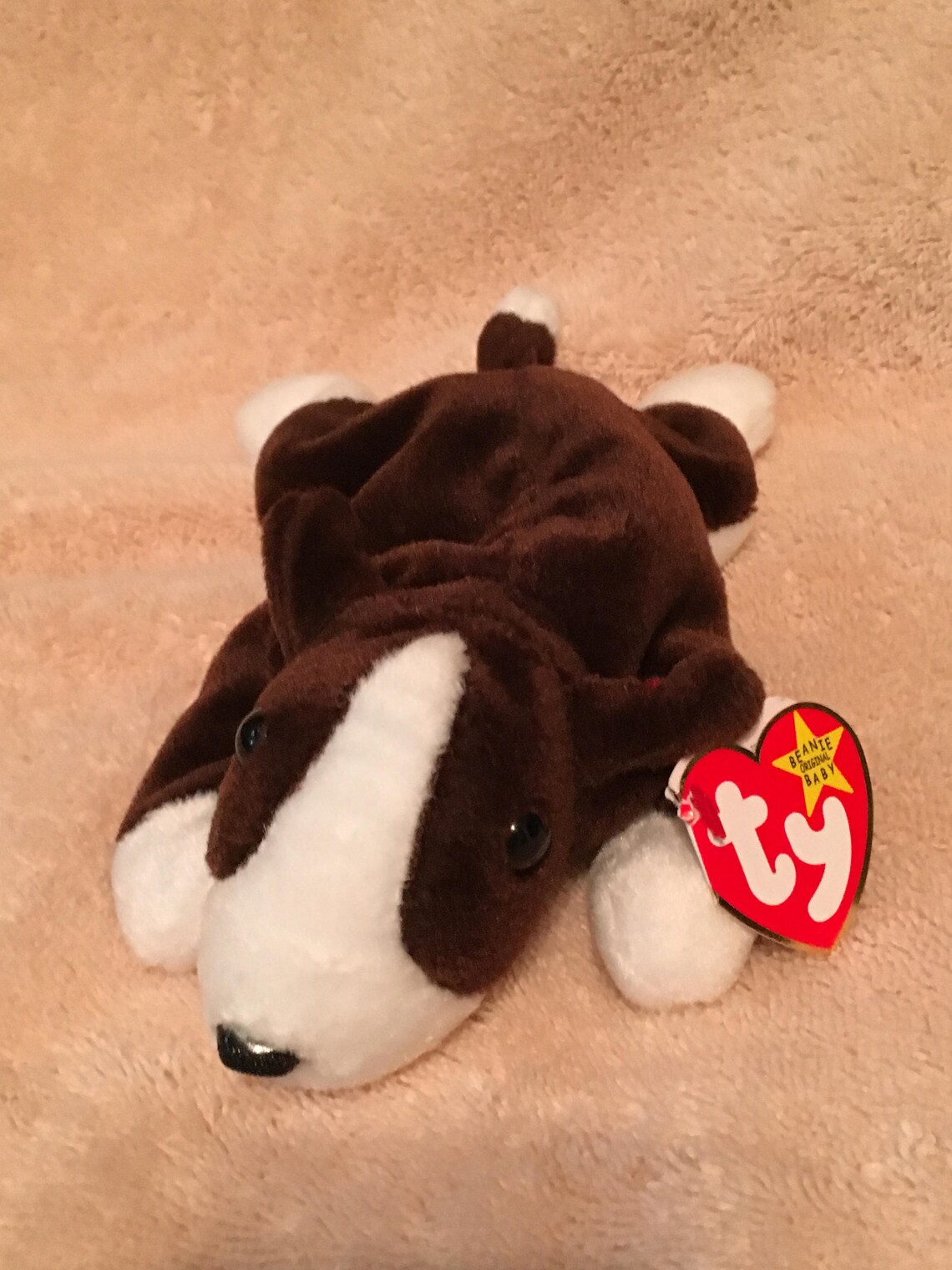 TY Beanie Baby BRUNO the Bull Terrier Dog Pristine With Mint Tags PVC