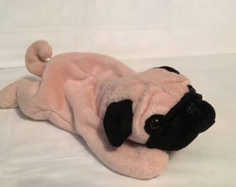 TY Beanie Baby - PUGSLY the Pug Dog - Pristine with Mint Tags - PVC Pellets - Retired