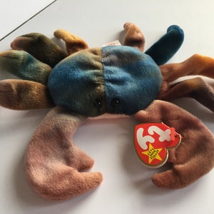 TY Beanie Baby - CLAUDE the Crab - Pristine with Mint Tags - PE Pellets - Retired