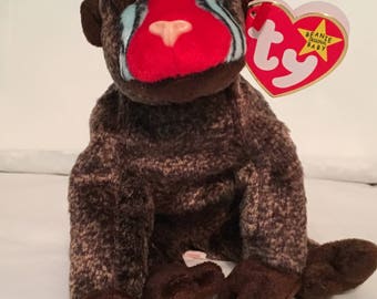 TY Beanie Baby - CHEEKS the Baboon - Pristine with Mint Tags - RETIRED