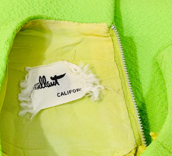 RARE Vtg 60’s Gallant California Neon Green Knit … - image 9