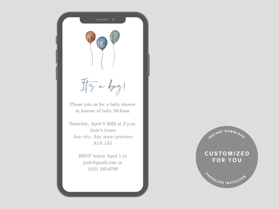 Paperless Baby Shower Invitation / Phone 1080x1920 / Digital Etsy
