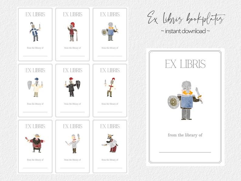 Printable Ex Libris Bookplates / Easy Instant Download / Minimalist ...