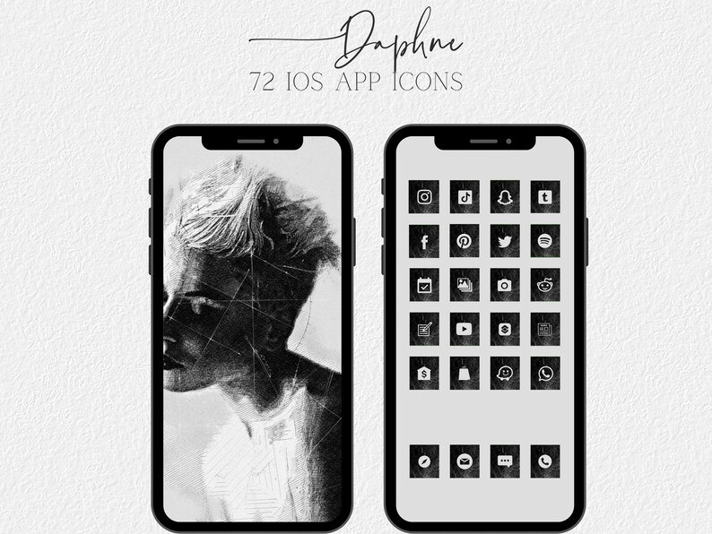 Stylish iOS 14 app icons wallpaper Minimalist appeal Digital download