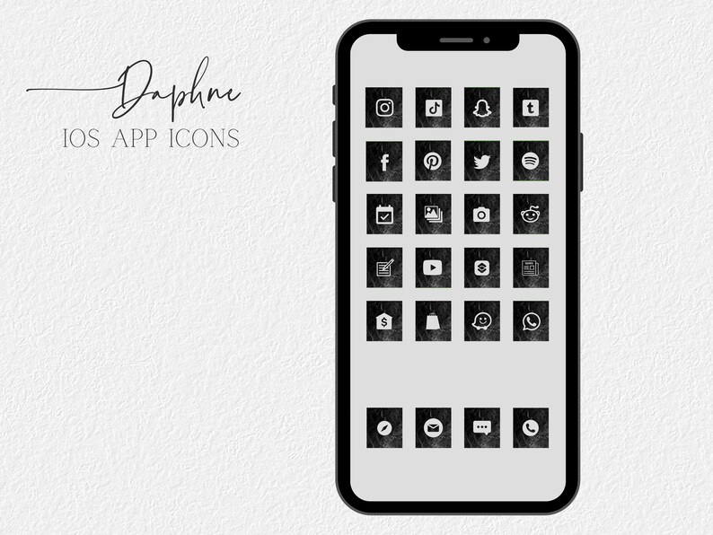 Stylish iOS 14 app icons wallpaper Minimalist appeal Digital download