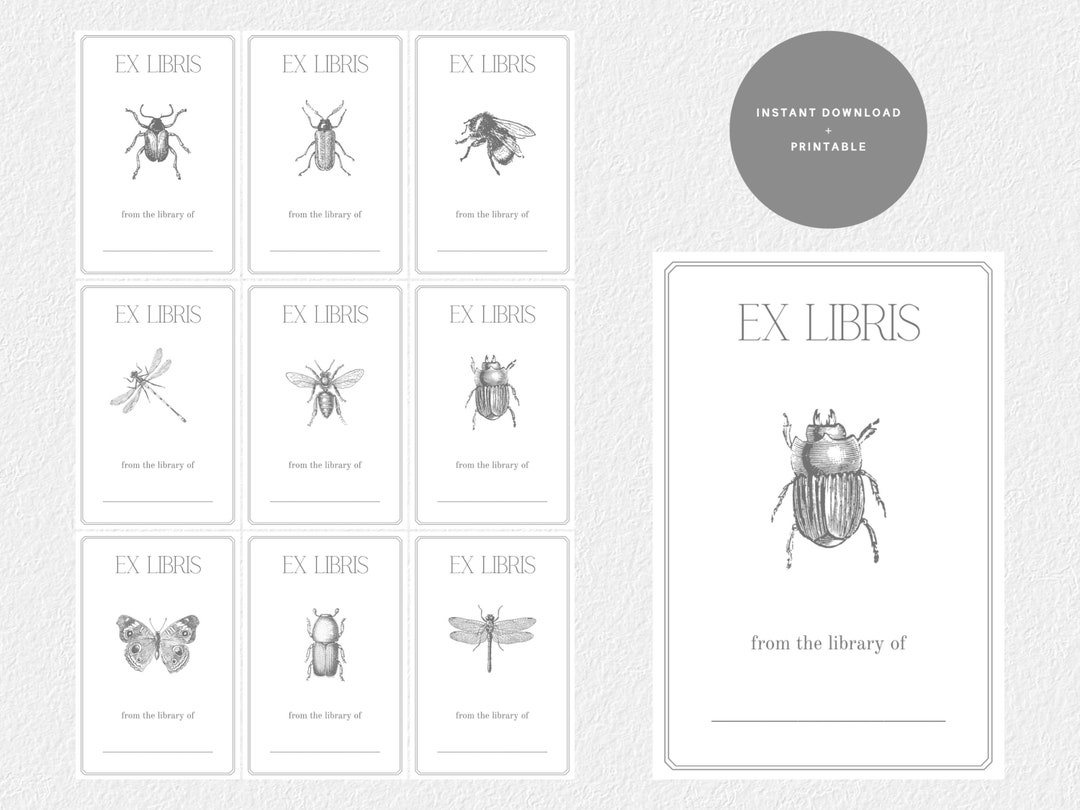 Printable Ex Libris Bookplates / Easy Instant Download / Minimalist ...