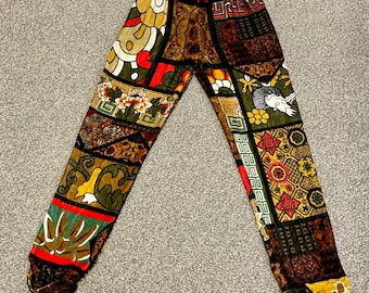 Vintage Laura Biagiotti Velvet Pants XS, Rare Designer Trousers, Bright Velvet Pants, Italian Designer Fashion, Model Size Waist 60 cm.