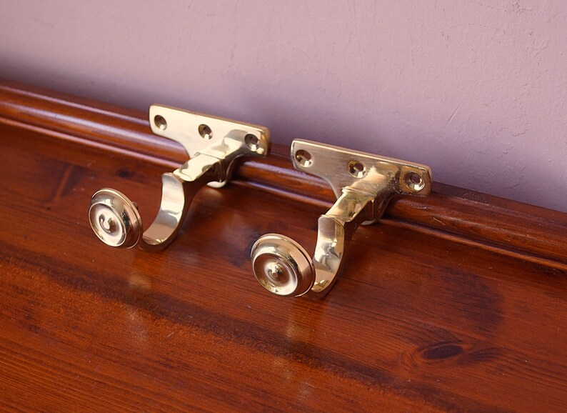 2 Solid Brass Curtain Rail Holders Etsy