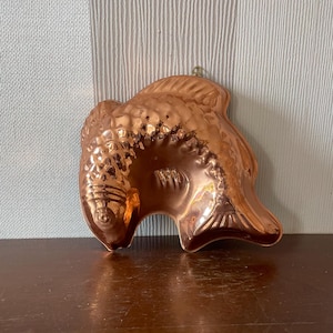 Vintage Copper Cake Pan, Fish Cake Mould, Vintage Jelly Mould Made In Portugal.