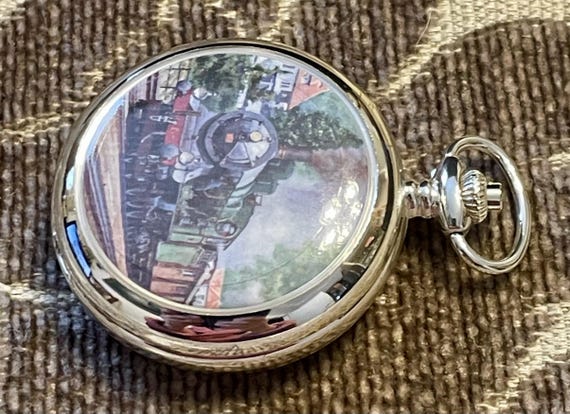 Mechanical Silver Plated Orient Express Pocket Wa… - image 11