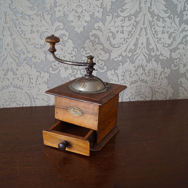 Antique Peugeot coffee grinder, Wooden Coffee Grinder, Coffee Mill.