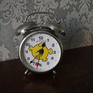 Vintage metal mechanical alarm clock, &#39;Mr. Bounce&#39; vintage alarm clock, table clock.