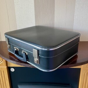 Vintage Cheney Hard Shell Travel Suitcase in Blue. Vintage