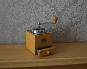 Vintage Coffee Grinder, Wooden Coffee Grinder, Coffee Mill Made in Holland.