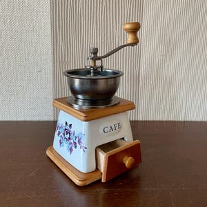 Vintage Style Coffee Grinder, Wood And Ceramic Coffee Grinder, Coffee Mill.