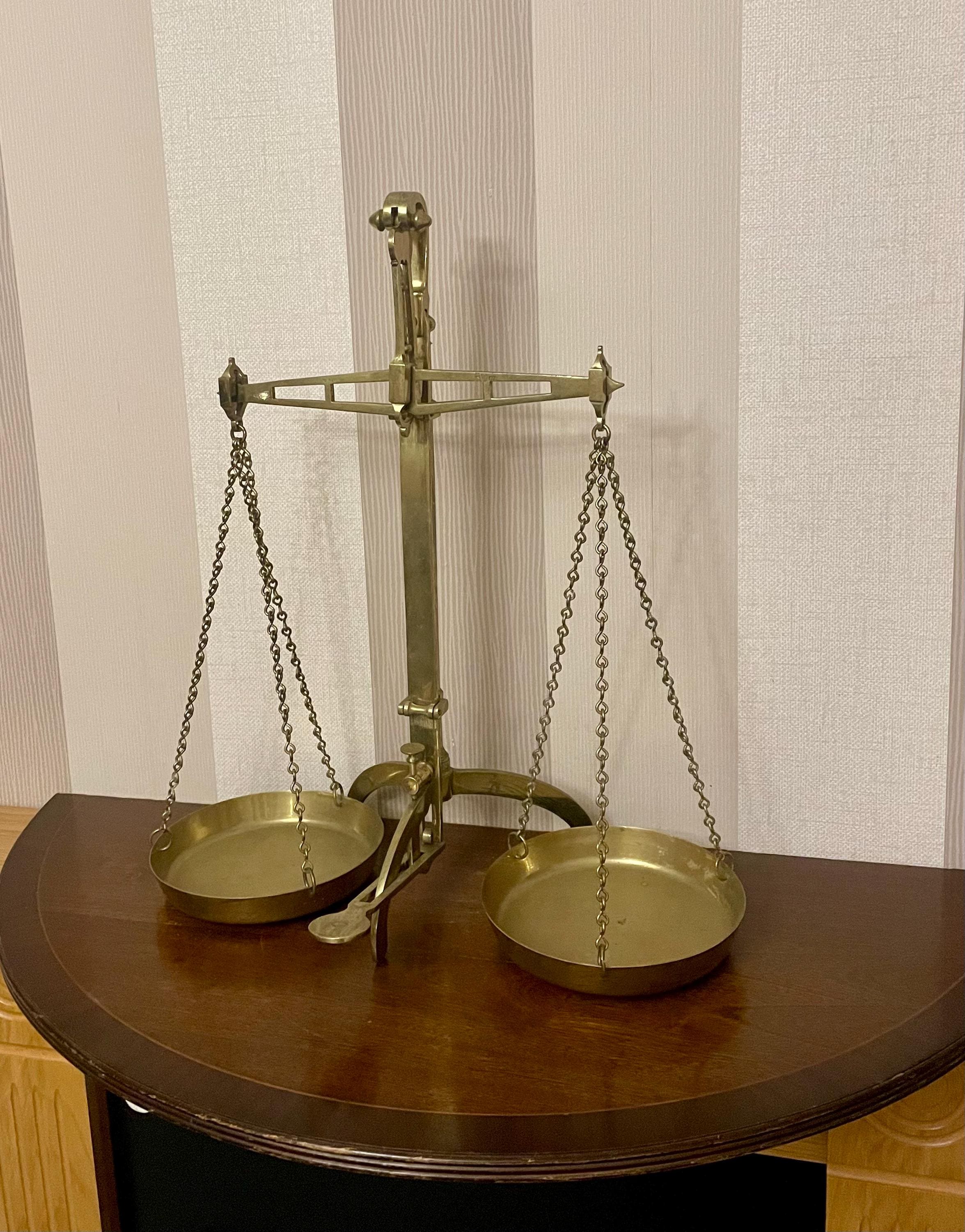 19 世紀のアンティーク真鍮製はかり、Stevens & Son 製の真鍮製