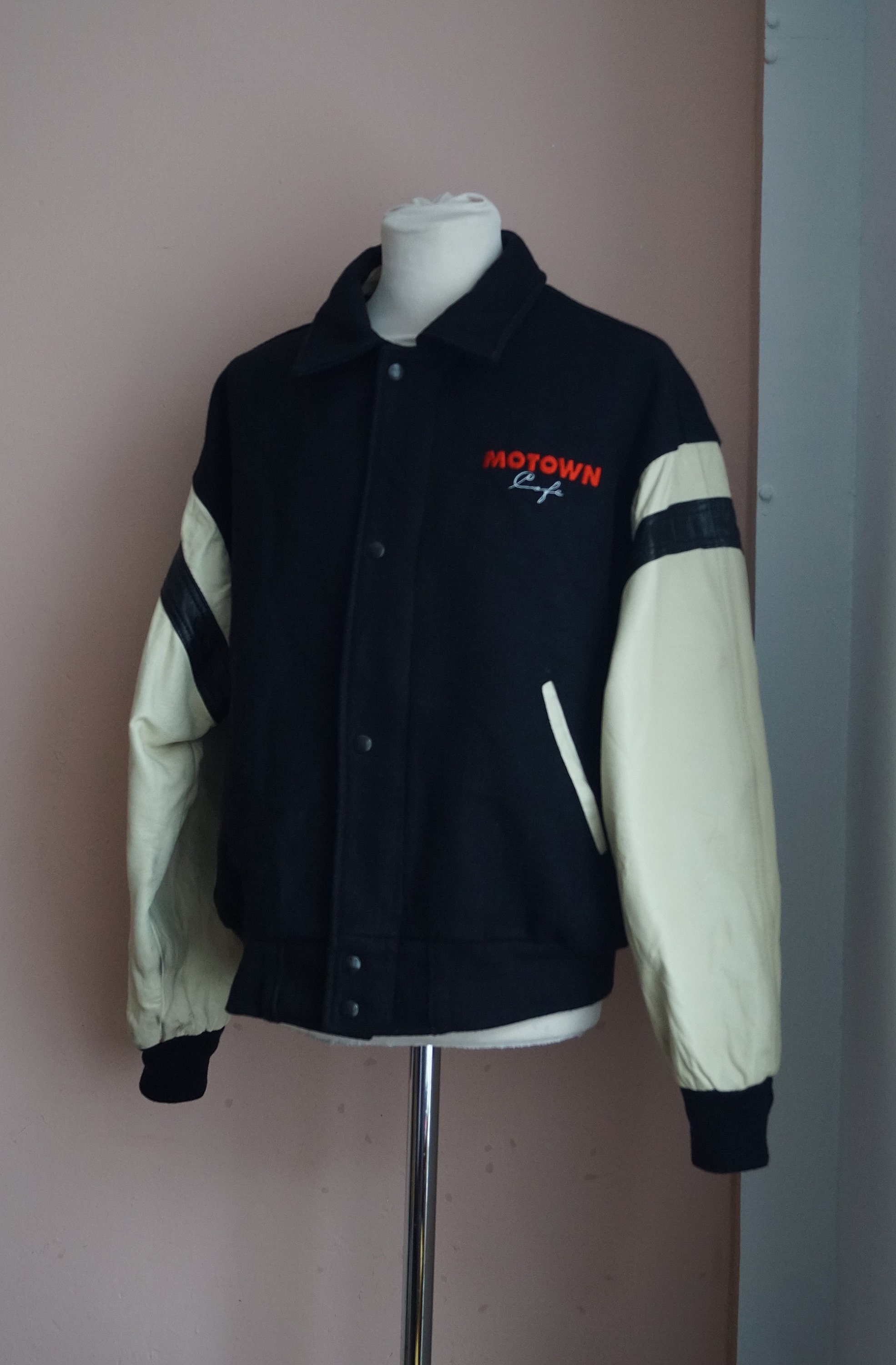 Leather Sleeve Motown Jacket SIZE L American Style Vintage - Etsy