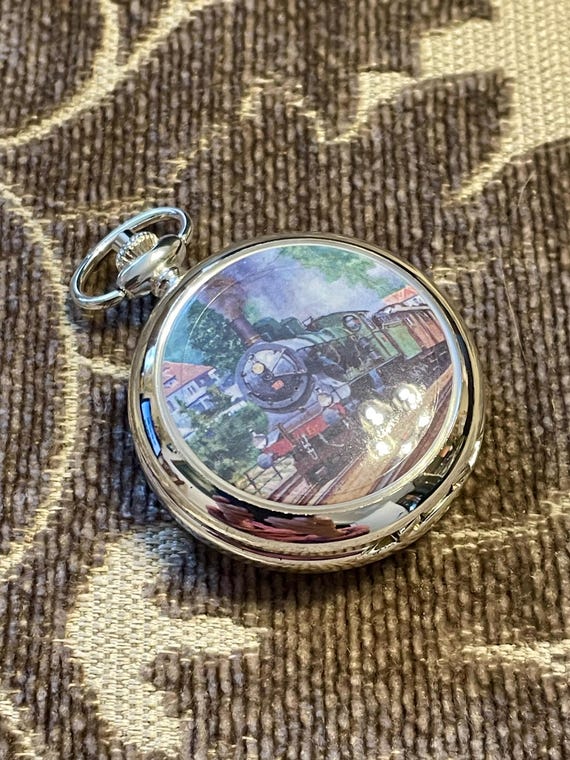 Mechanical Silver Plated Orient Express Pocket Wa… - image 12