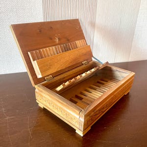 Scatola per sigarette in legno vintage, porta tabacco in legno retrò, scatola per sigari vintage.