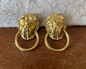 2 Vintage brass drawer knobs, vintage brass drawer pulls.