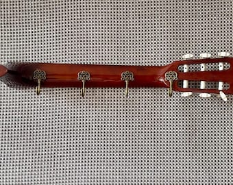Guitar Neck Wall Hook Rack – Handmade Upcycled Décor, Vintage Wall Mounted Rack, Hanger For Anything.
