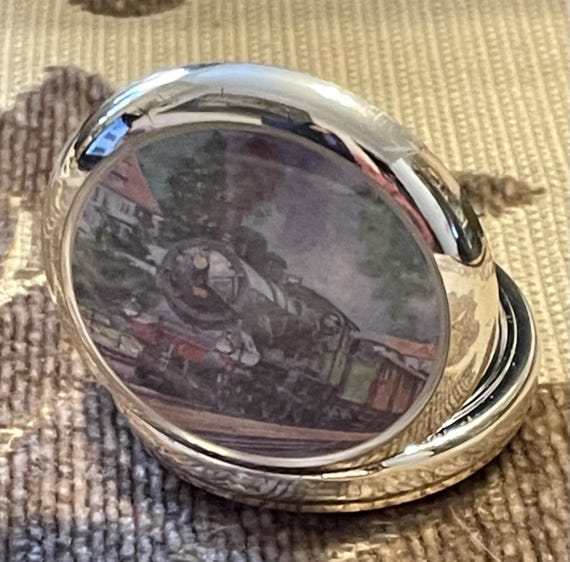 Mechanical Silver Plated Orient Express Pocket Wa… - image 9