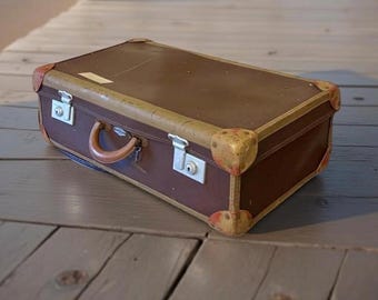 Vintage reiskoffer. Reisbagage, woondecoratie, gemaakt in Engeland.