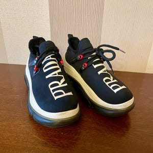 Vintage Prada Black Nylon Low Top Sneakers, EU size 37, UK 4, US 6.