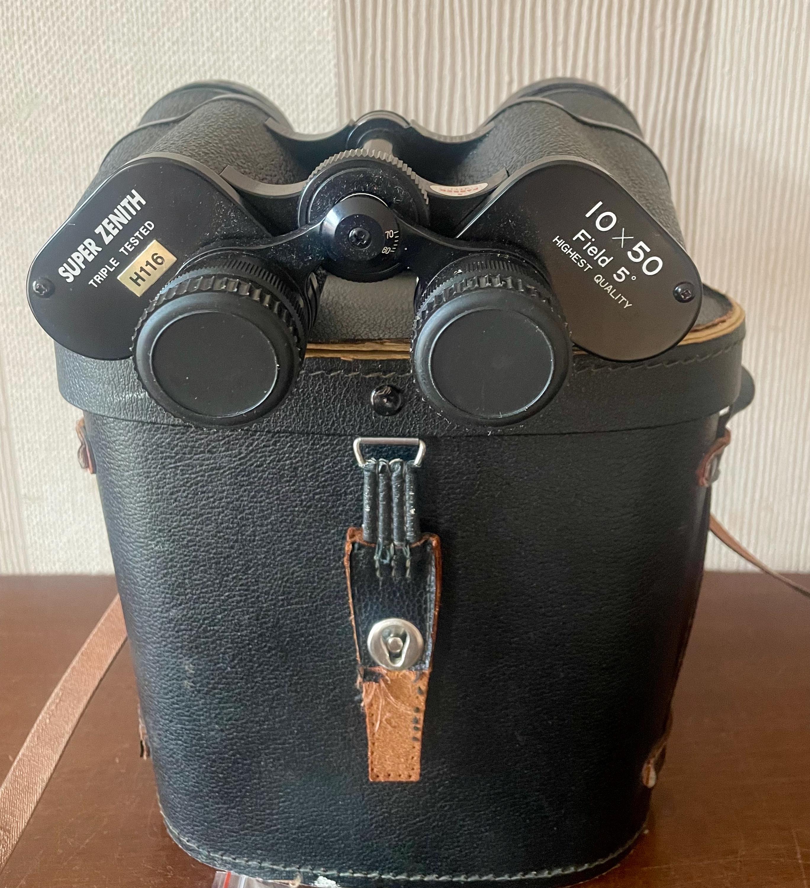 Vintage Super Zenith 10x50 Triple Tested Binoculars, With Hard