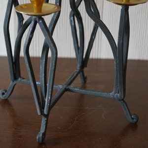 Vintage Large Size Forged Candle Holder With Brass Elements, Vintage Forged Chandelier. image 10