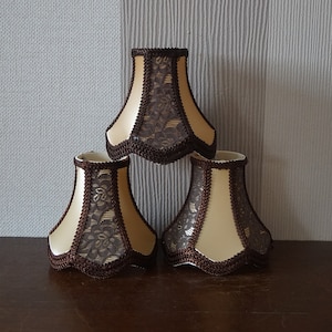 3 Vintage small chandelier lamp shades, clip- on lamp shades