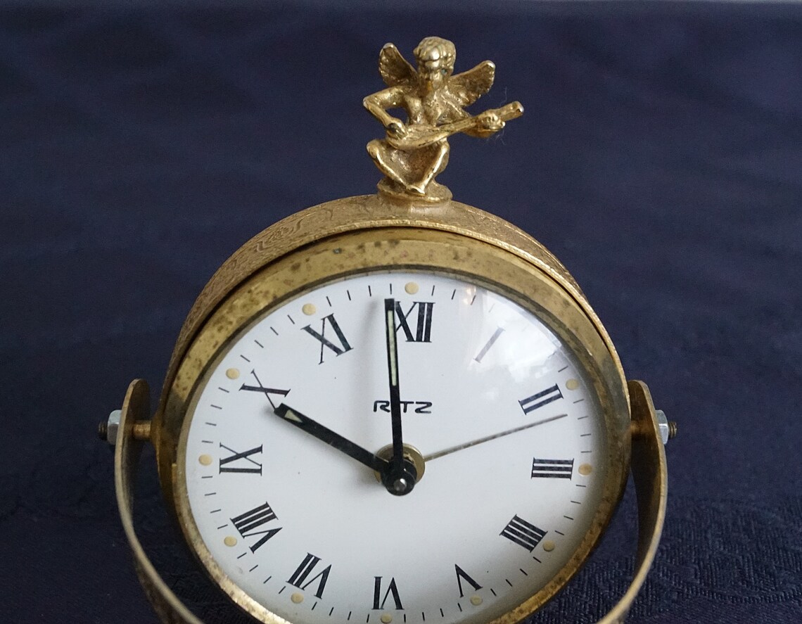 Vintage Brass Mechanical Alarm Clock Ritz Vintage Clock Etsy
