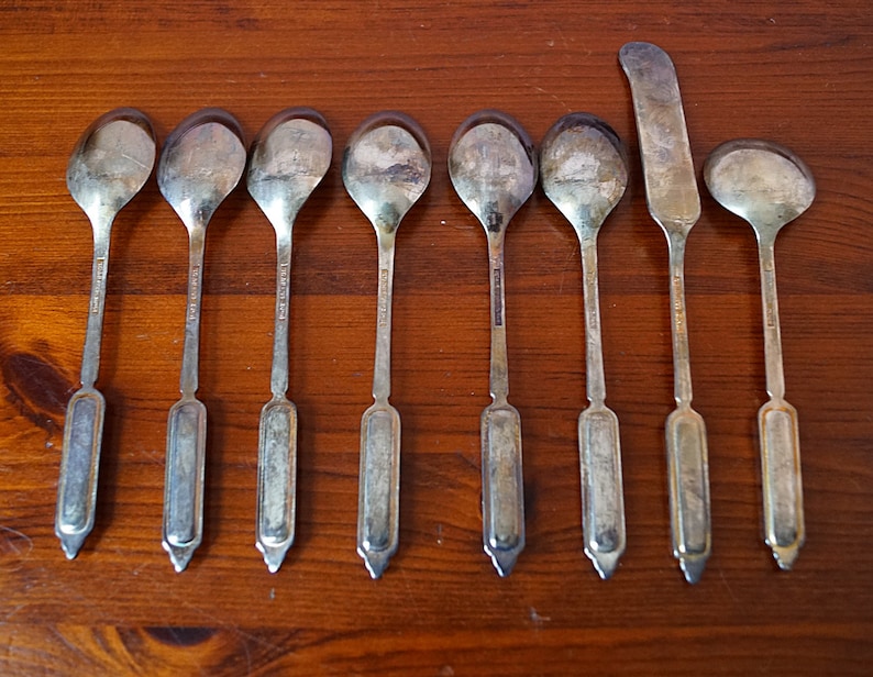 Silver Plated & Fine Porcelain Vintage Teaspoons Set of 8. Etsy