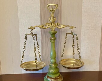 Vintage Large And Heavy Onyx Scales Of Justice, Weighs 5.4 kg - Vintage Onyx Decorative Scale.
